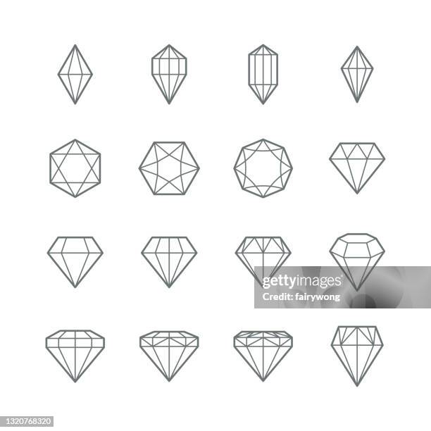 gem vector icons - diamond shaped stock illustrations