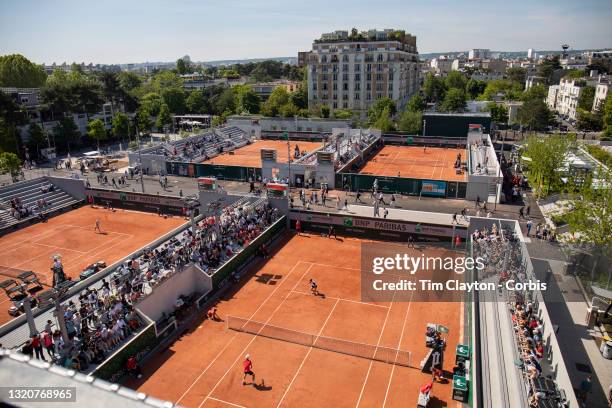 May 30. A general view of the outside courts showing the new courts six and eight in the background and seven and nine in the foreground with Enzo...