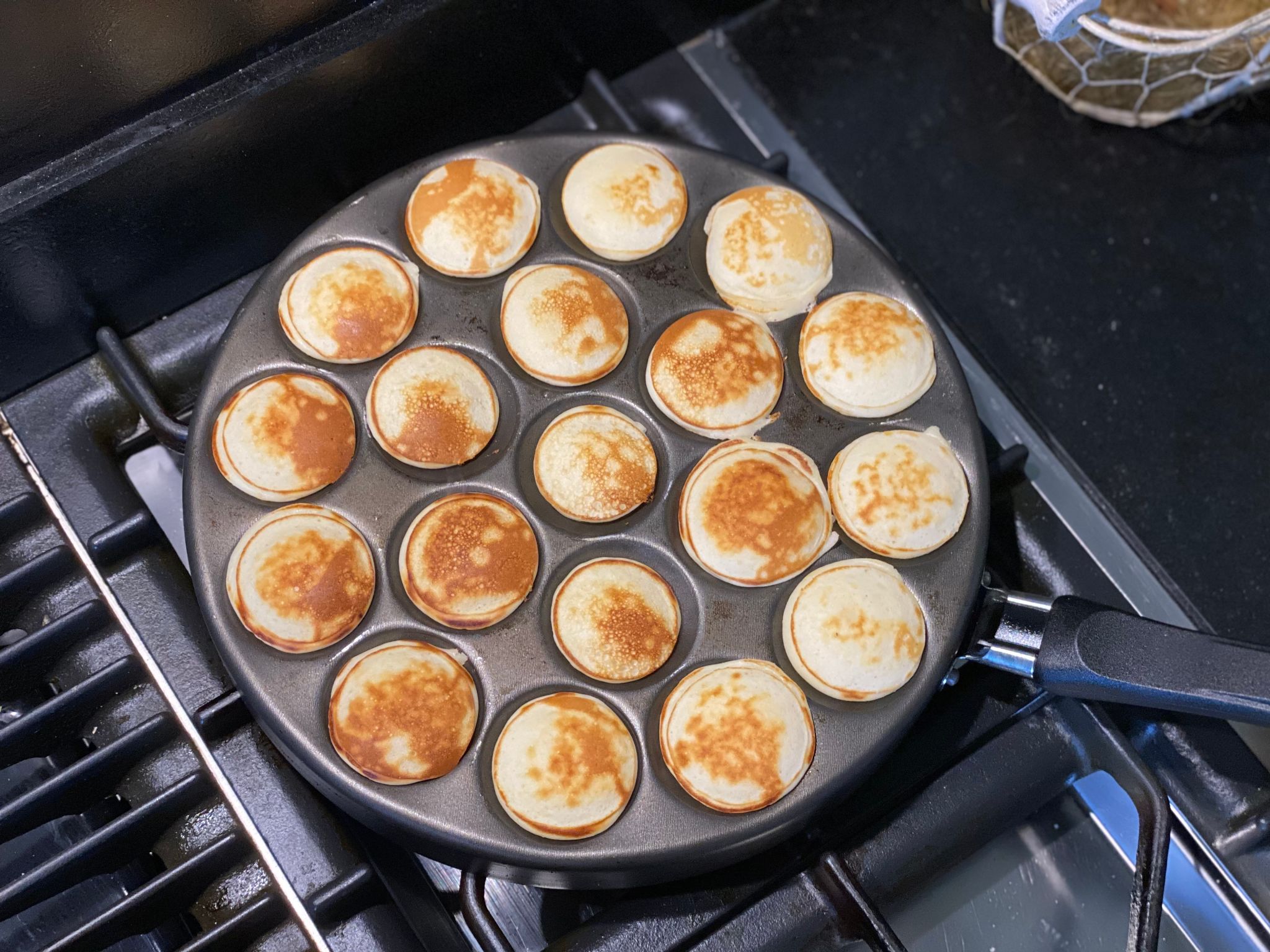 Preparing Dutch poffertjes Preparing Dutch poffertjes