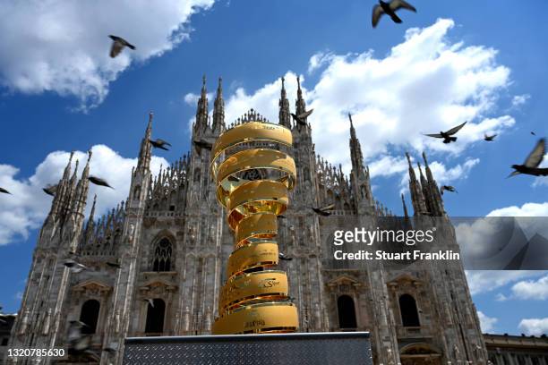 View of the Trofeo Senza Fine in front of the Duomo di Milano Milan Cathedral during the 104th Giro d'Italia 2021, Stage 21 a 30,3km Individual Time...