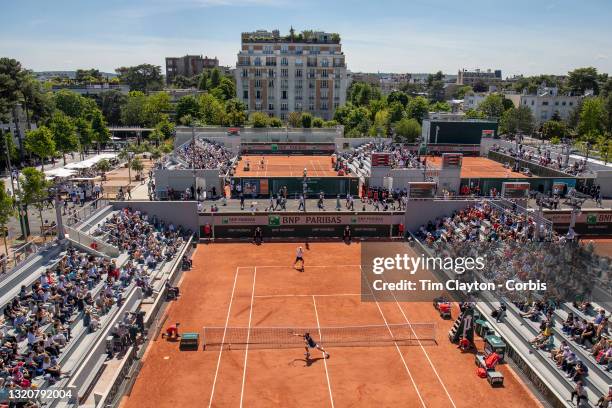 May 30. A general view of the outside courts showing the new courts six and eight in the background and seven and nine in the foreground with Roberto...