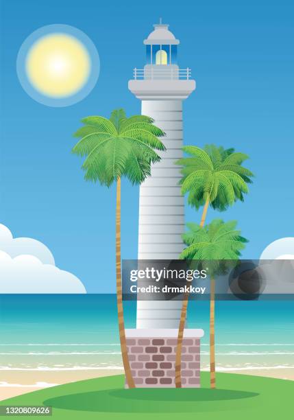 galle fort lighthouse - sri lanka stock illustrations