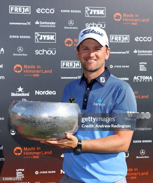Bernd Wiesberger of Austria celebrates with the trophy after the final round of the Made in HimmerLand presented by FREJA at Himmerland Golf & Spa...