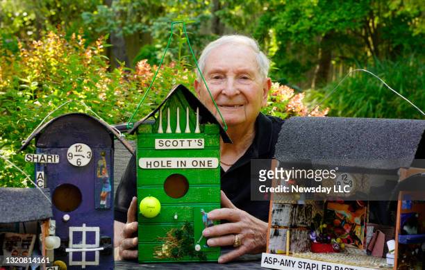 Jerry Abel of Woodbury, New York, former biology teacher and basketball coach, used downtime during the Covid-19 pandemic to build birdhouses for...