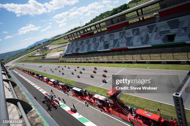 MotoGP race start during the Gran Premio d'Italia Oakley at Mugello Circuit on May 30, 2021 in Scarperia, Italy.