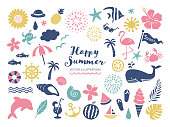 Summer and sea symbol illustration collection