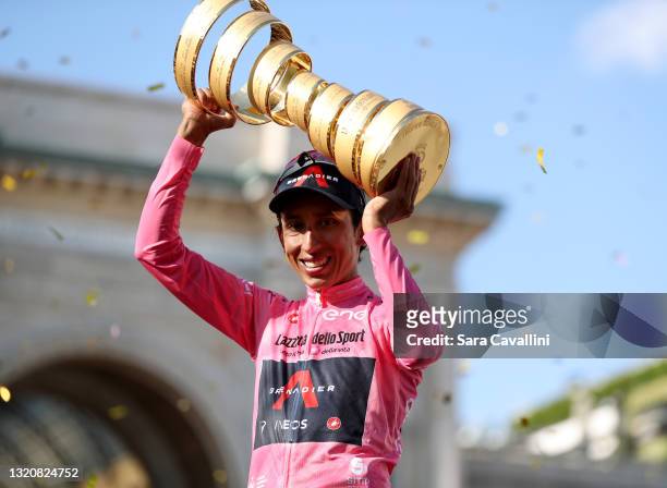 Fan from Colombia cheering the winner Egan Arley Gomez Bernal of Colombia and team Ineos-Grenadiers smiles during the 104th Giro d'Italia 2021, Stage...