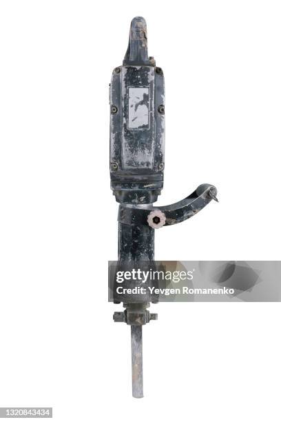 jackhammer isolated on white background - presslufthammer stock-fotos und bilder