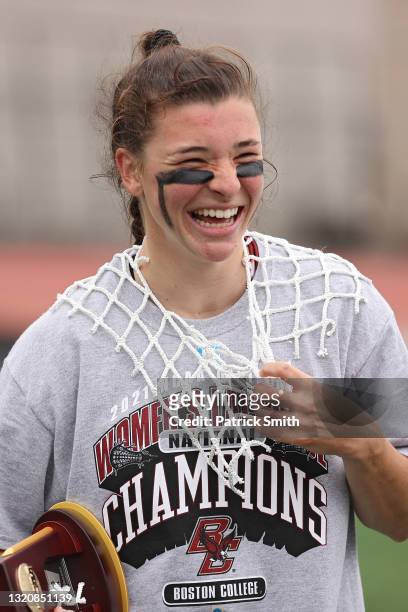 Charlotte North of the Boston College Eagles celebrates after defeating the Syracuse Orange in the 2021 NCAA Division I Women's Lacrosse Championship...