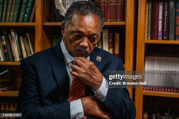 Rev. Jesse Jackson rests in a library at the AME Church in the Greenwood district on May 30, 2021 in Tulsa, Oklahoma. May 31st of this year marks the...