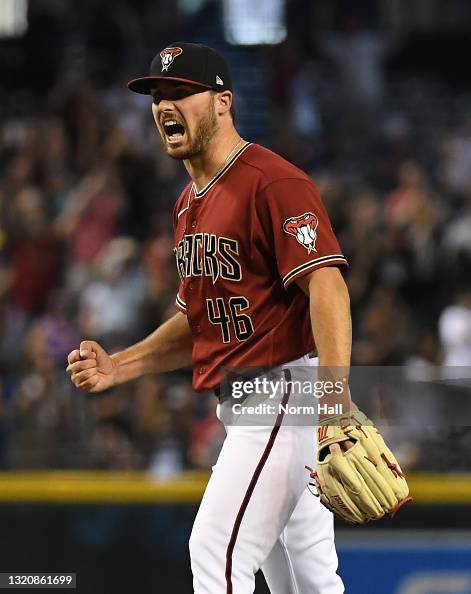 Roger Riley Arizona Diamondbacks Riley Smith of the Arizona Diamondbacks celebrates a 9-2 win against ...
