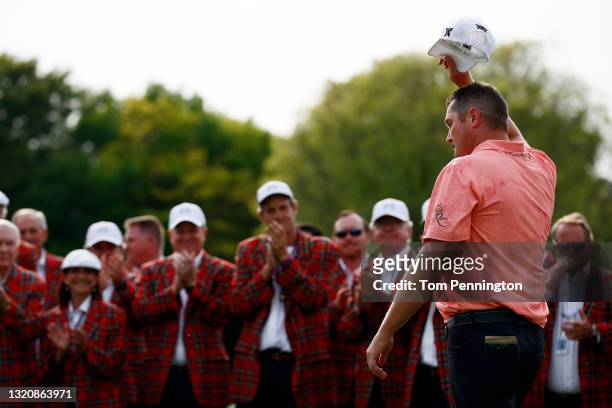 Jason Kokrak celebrates after winning the 2021 Charles Schwab Challenge at Colonial Country Club on May 30, 2021 in Fort Worth, Texas.