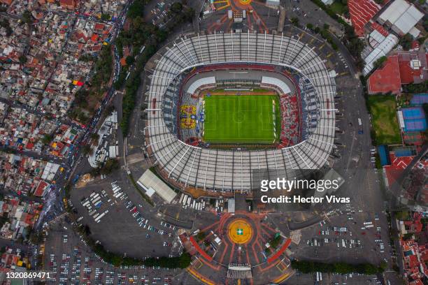 Aerial view of Azteca stadium prior the Final second leg match between Cruz Azul and Santos Laguna as part of the Torneo Guard1anes 2021 Liga MX at...