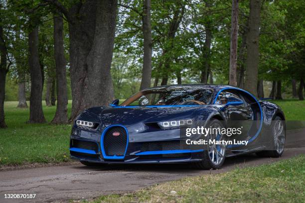 The Bugatti Chiron at Knebworth House, hertfordshire. The Bugatti was attending a promo photoshoot for Petrolheadonism Live, an up coming car show at...