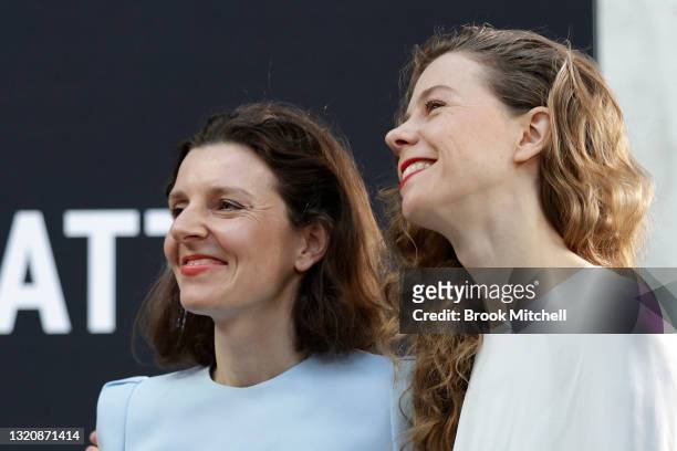 Bianca Spender and Allegra Spender attend a tribute to fashion designer Carla Zampatti during Afterpay Australian Fashion Week 2021 at Carriageworks...