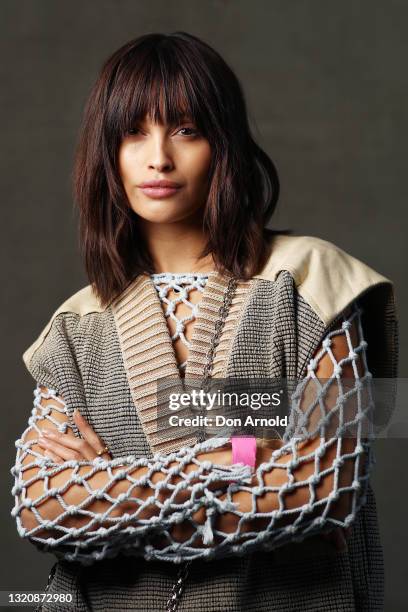 Sarah Ellen wearing Louis Vuitton at Afterpay Australian Fashion Week 2021 on May 31, 2021 in Sydney, Australia.