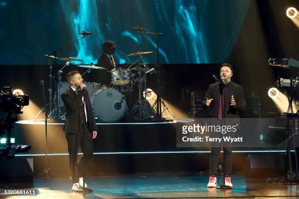 Evan Craft and Danny Gokey perform onstage during the 2021 K-LOVE Fan Awards on May 30, 2021 in Nashville, Tennessee.
