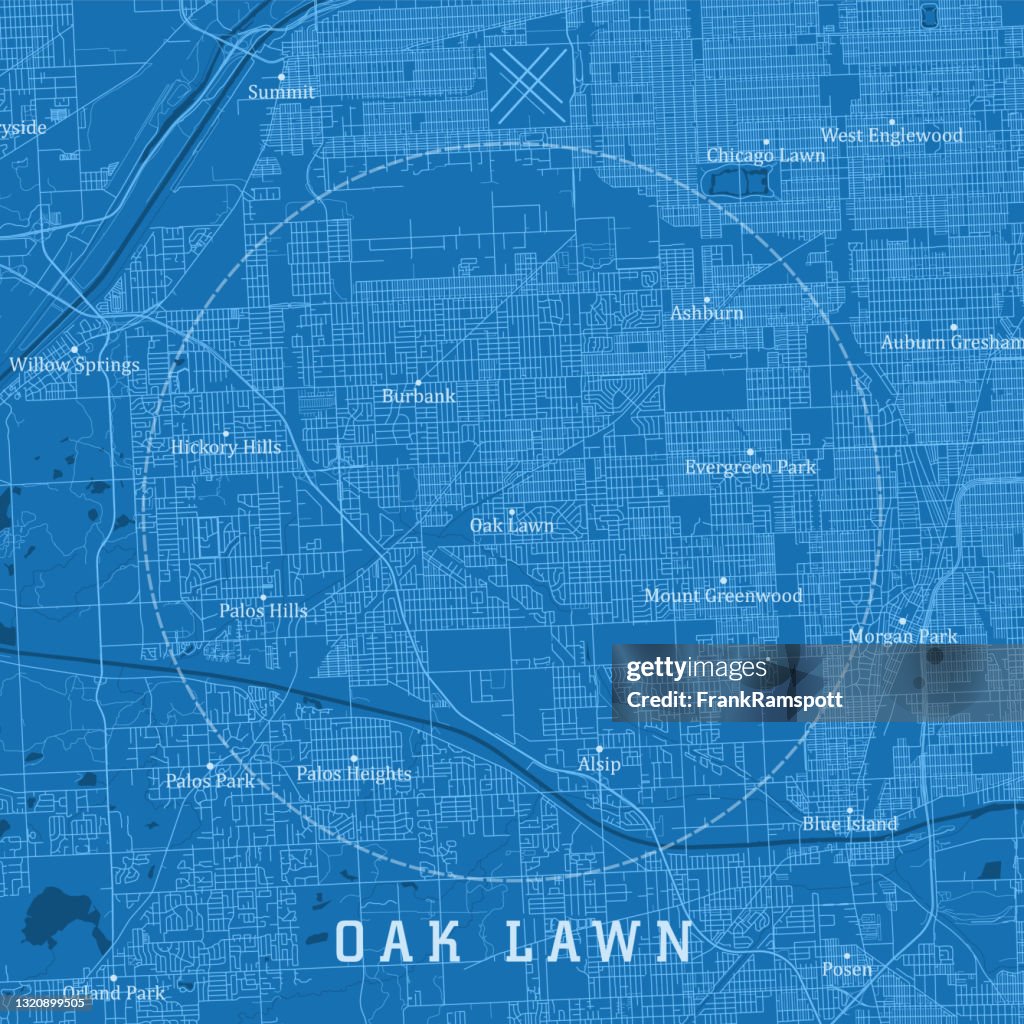 Eiken Gazon IL City Vector Road Map Blauwe Tekst