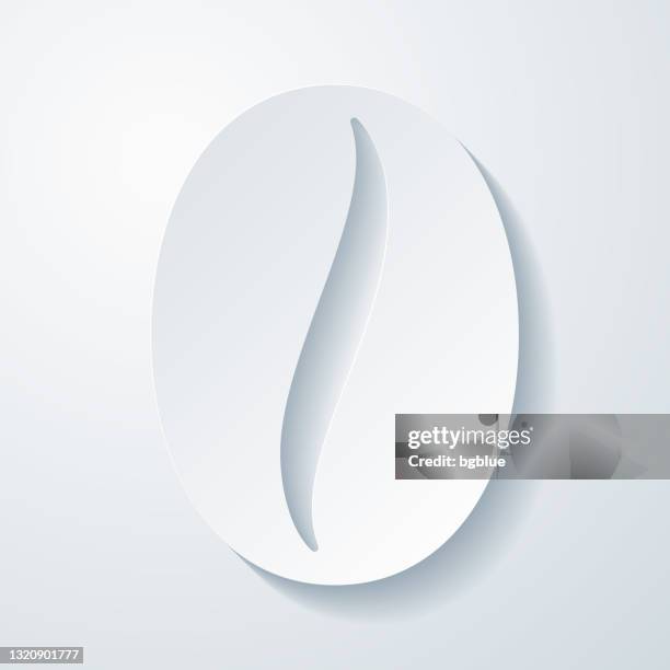 coffee bean. icon with paper cut effect on blank background - coffee cherry bean stock illustrations