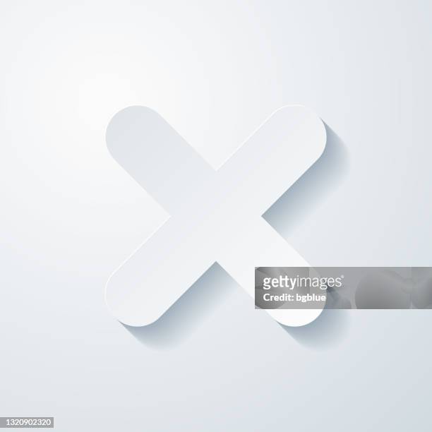 ilustrações de stock, clip art, desenhos animados e ícones de cross mark. icon with paper cut effect on blank background - letra x