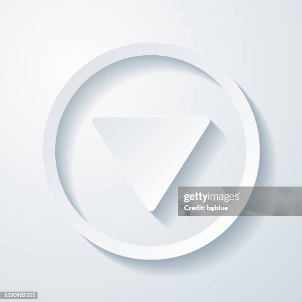 down button. icon with paper cut effect on blank background - pointing down white background stock illustrations