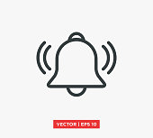 Bell Notification Icon Vector Illustration Design Editable Resizable EPS 10