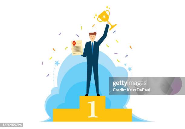 winner - holding certificate stock illustrations