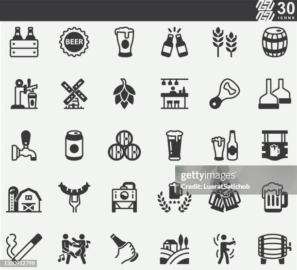 illustrazioni stock, clip art, cartoni animati e icone di tendenza di icone silhouette bevanda birra - pinta