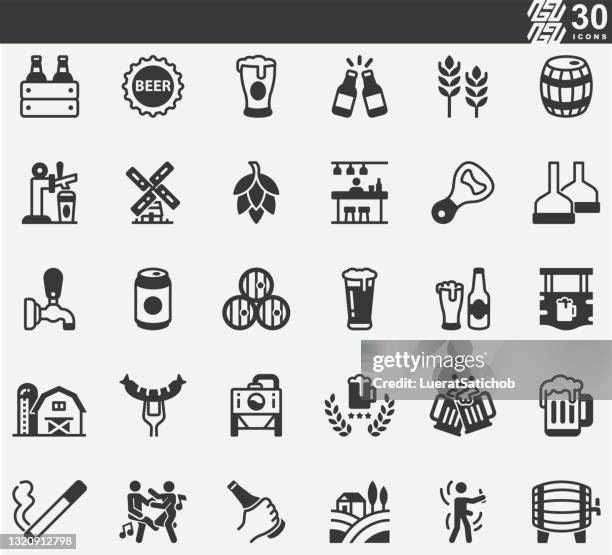 ilustrações de stock, clip art, desenhos animados e ícones de beer drink silhouette icons - barrilete