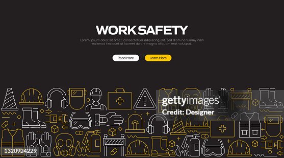 Work Safety Related Banner Design With Seamless Pattern High-Res Vector ...