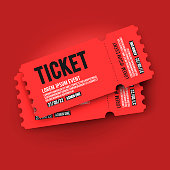 vector illustration red VIP entry pass ticket stub design template for party, festival, concert