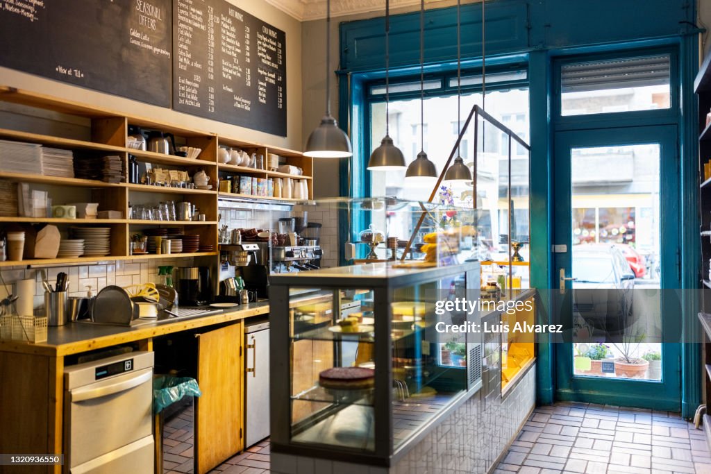 Interior of a small coffee shop