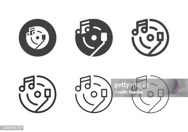 music record player icons - multi series - record store stock illustrations