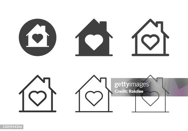 stockillustraties, clipart, cartoons en iconen met de pictogrammen van het huis van de liefde - multi reeks - domestic life