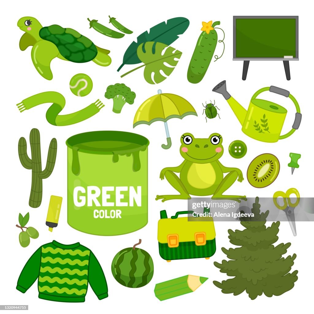 Colored Vector Object Vector Set Of Green Color Objects High-Res Vector Graphic - Getty Images