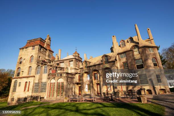 facade of fonthill castle in doylestown - doylestown stock pictures, royalty-free photos & images