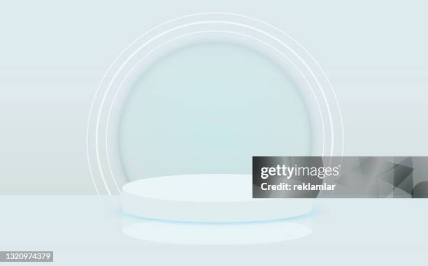 ilustrações de stock, clip art, desenhos animados e ícones de illuminated abstract round podium with white light vector background. stage background. round pedestal. stage podium with lighting, stage podium scene with for award ceremony on blue background, vector illustration - pódio