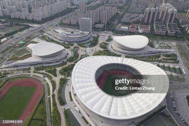 General view of Suzhou Olympic Sports Center Stadium during the 2022 FIFA World Cup Asian Qualifiers Group A event on May 31, 2021 in Suzhou, China.