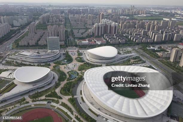 General view of Suzhou Olympic Sports Center Stadium during the 2022 FIFA World Cup Asian Qualifiers Group A event on May 31, 2021 in Suzhou, China.