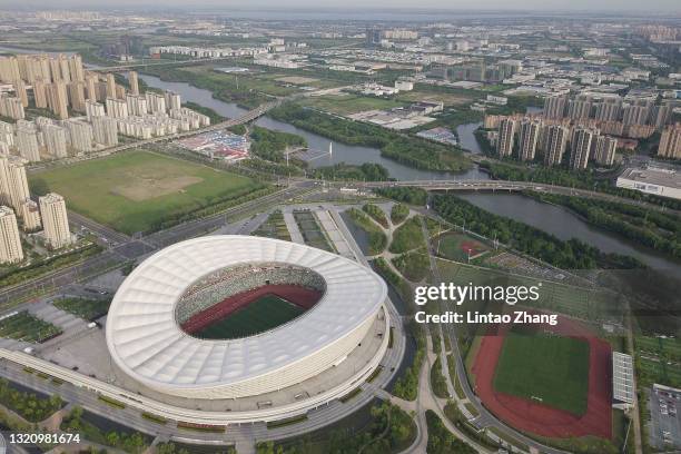 General view of Suzhou Olympic Sports Center Stadium during the 2022 FIFA World Cup Asian Qualifiers Group A event on May 31, 2021 in Suzhou, China.