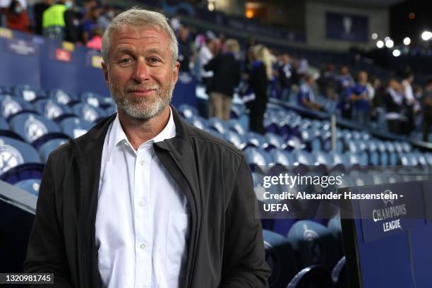 Roman Abramovich, owner of Chelsea smiles following his team's victory during the UEFA Champions League Final between Manchester City and Chelsea FC...