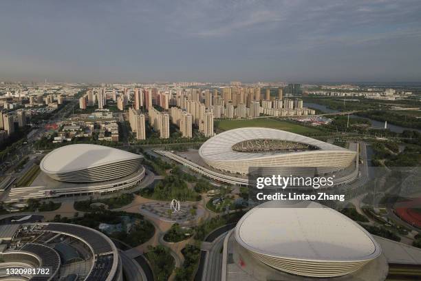 General view of Suzhou Olympic Sports Center Stadium during the 2022 FIFA World Cup Asian Qualifiers Group A event on May 31, 2021 in Suzhou, China.