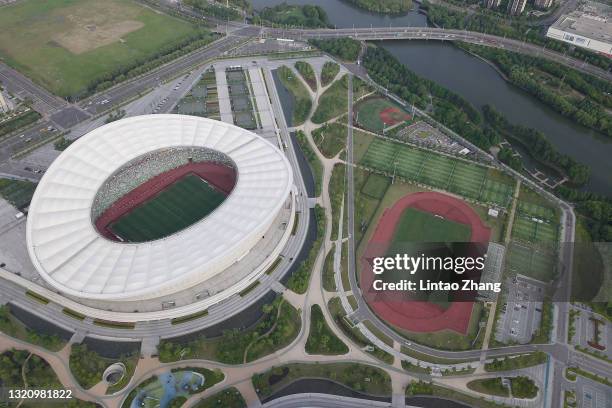 General view of Suzhou Olympic Sports Center Stadium during the 2022 FIFA World Cup Asian Qualifiers Group A event on May 31, 2021 in Suzhou, China.