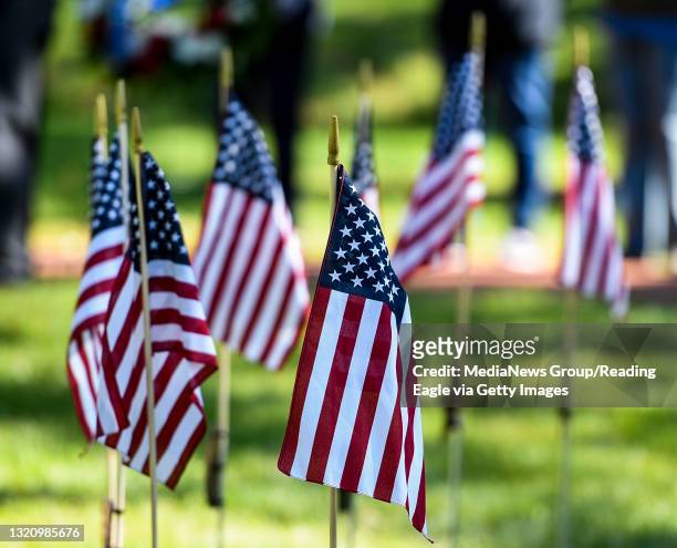 American Flags during the Memorial Day ceremony held in Veterans Grove in Reading City Park Monday morning May 31, 2021.