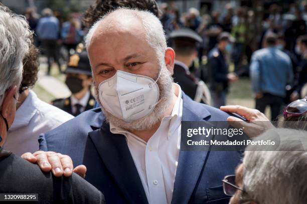 Funeral of the Italian dancer Carla Fracci at the basilica of San Marco. In the photo the son Francesco Menegatti. Milan May 29th, 2021