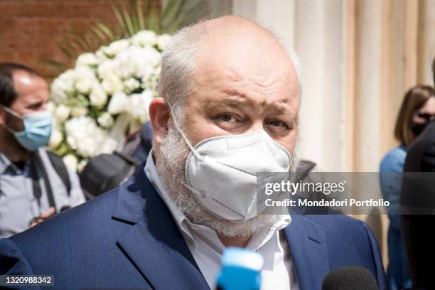 Funeral of the Italian dancer Carla Fracci at the basilica of San Marco. In the photo the son Francesco Menegatti. Milan May 29th, 2021