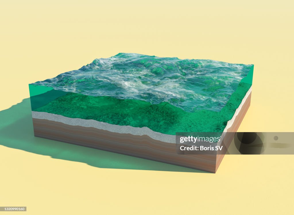 Cross-section of clean ocean
