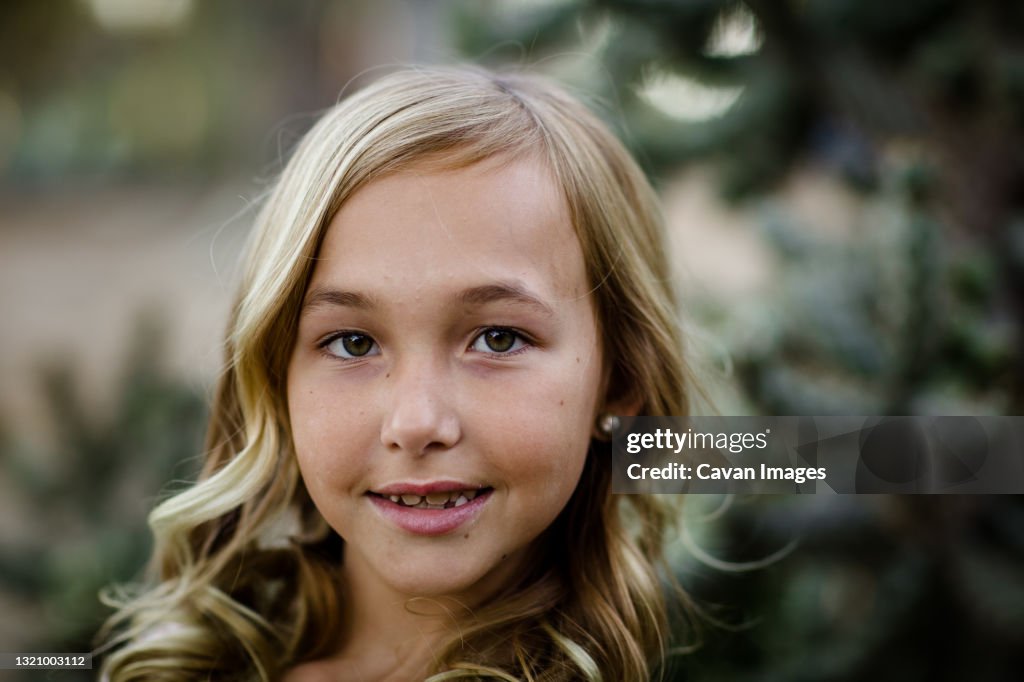 Close Up Of Young Girl In Desert Garden In San Diego High-Res Stock ...