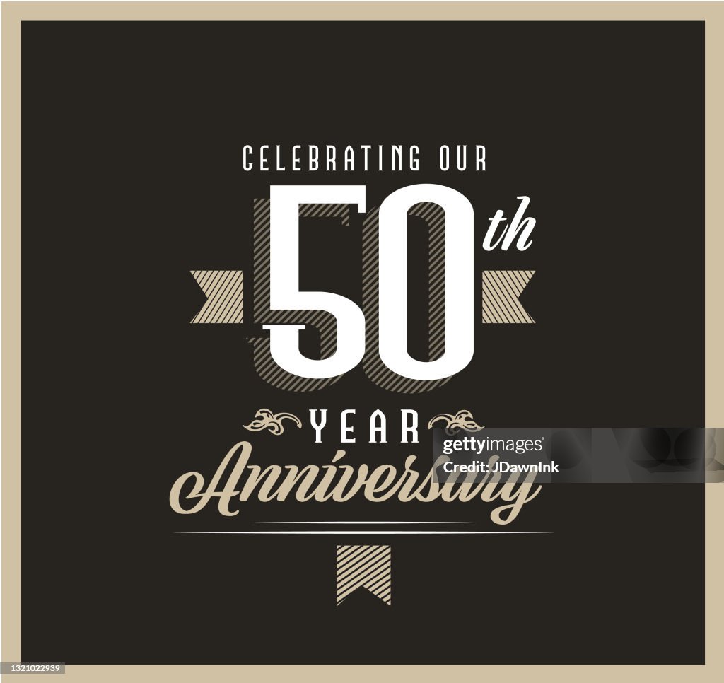 Retro and Vintage 50 Year Anniversary Label design on black background