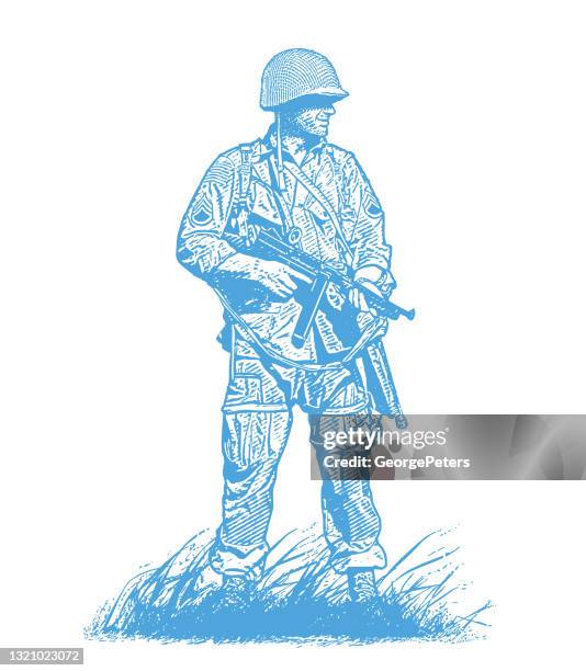 wwii soldier on omaha beach - army soldier vector stock illustrations